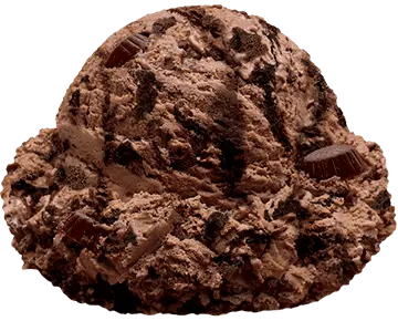 Ashby’s Chocolate Peanut Butter Cup ice cream with creamy chocolate base and chunks of peanut butter cups.